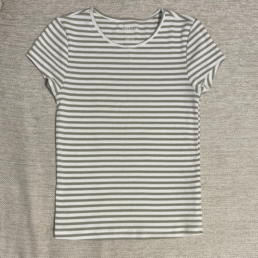 American Eagle Striped Ribbed Tee
